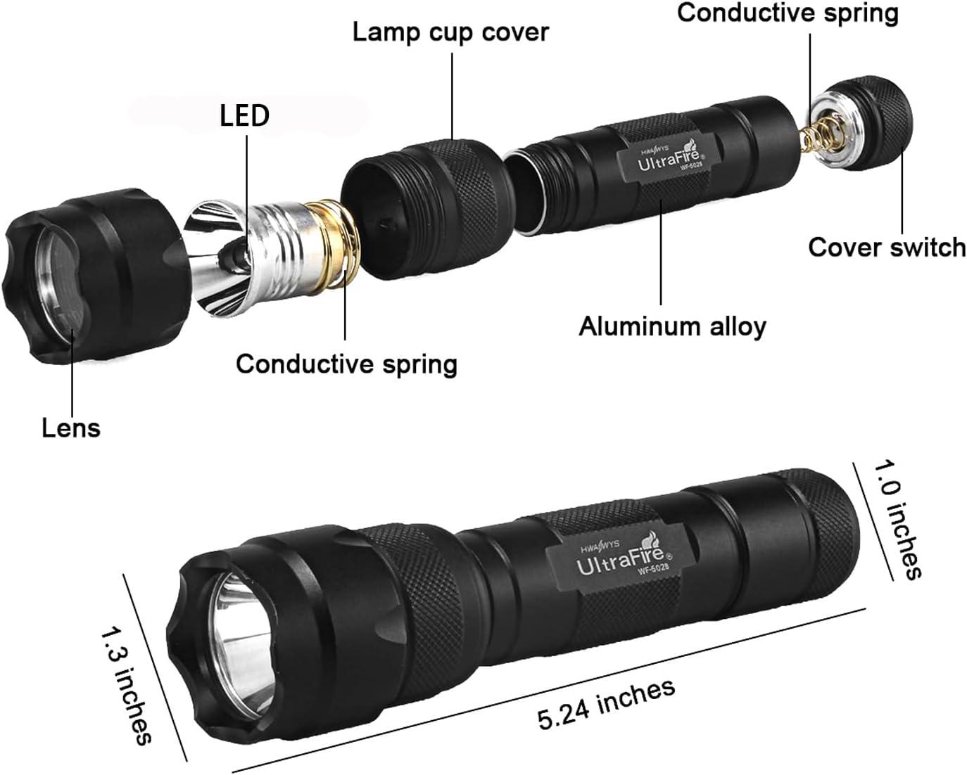 ULTRAFIRE Single Mode Handheld Flashlight WF-502B, V6 LED, Super Power 1000 Lumens hwawys led Flashlights Small Pocket Torch