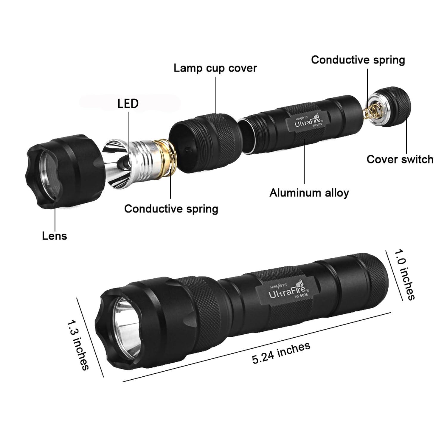 ULTRAFIRE Single Mode Handheld Flashlight WF-502B, V6 LED, Super Power 1000 Lumens hwawys led Flashlights Small Pocket Torch