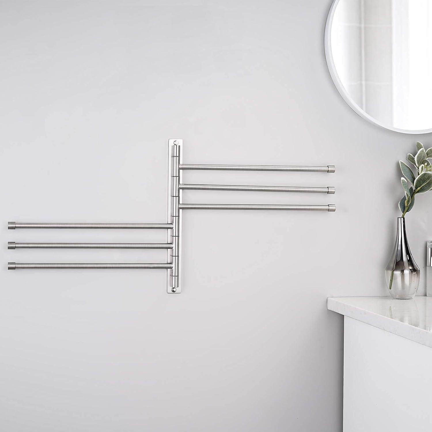 Brushed Stainless Steel 6-Bar Swing Arm Towel Rack