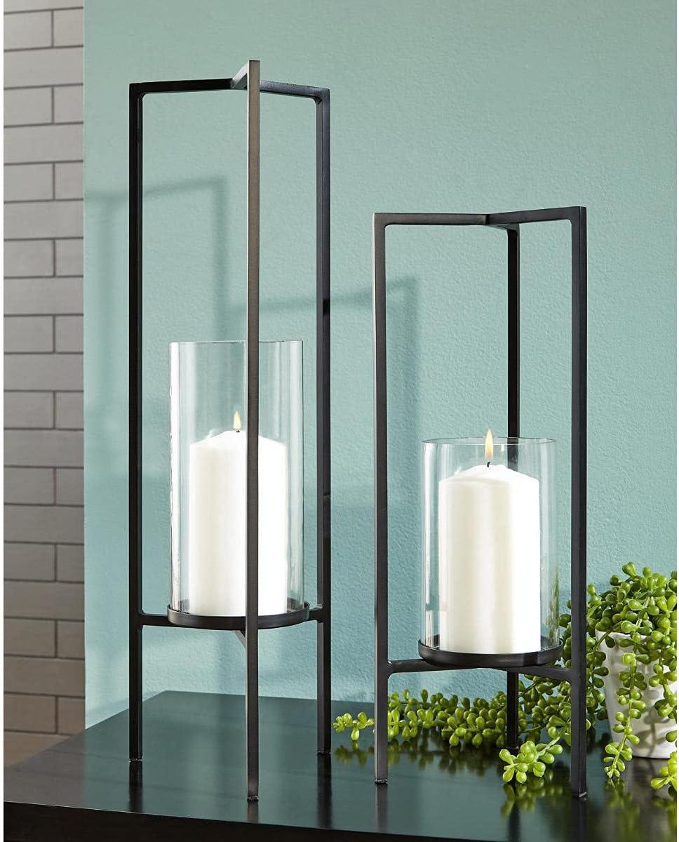 Signature Design by Ashley Casual Ginette Candle Holder (Set of 2)  Black