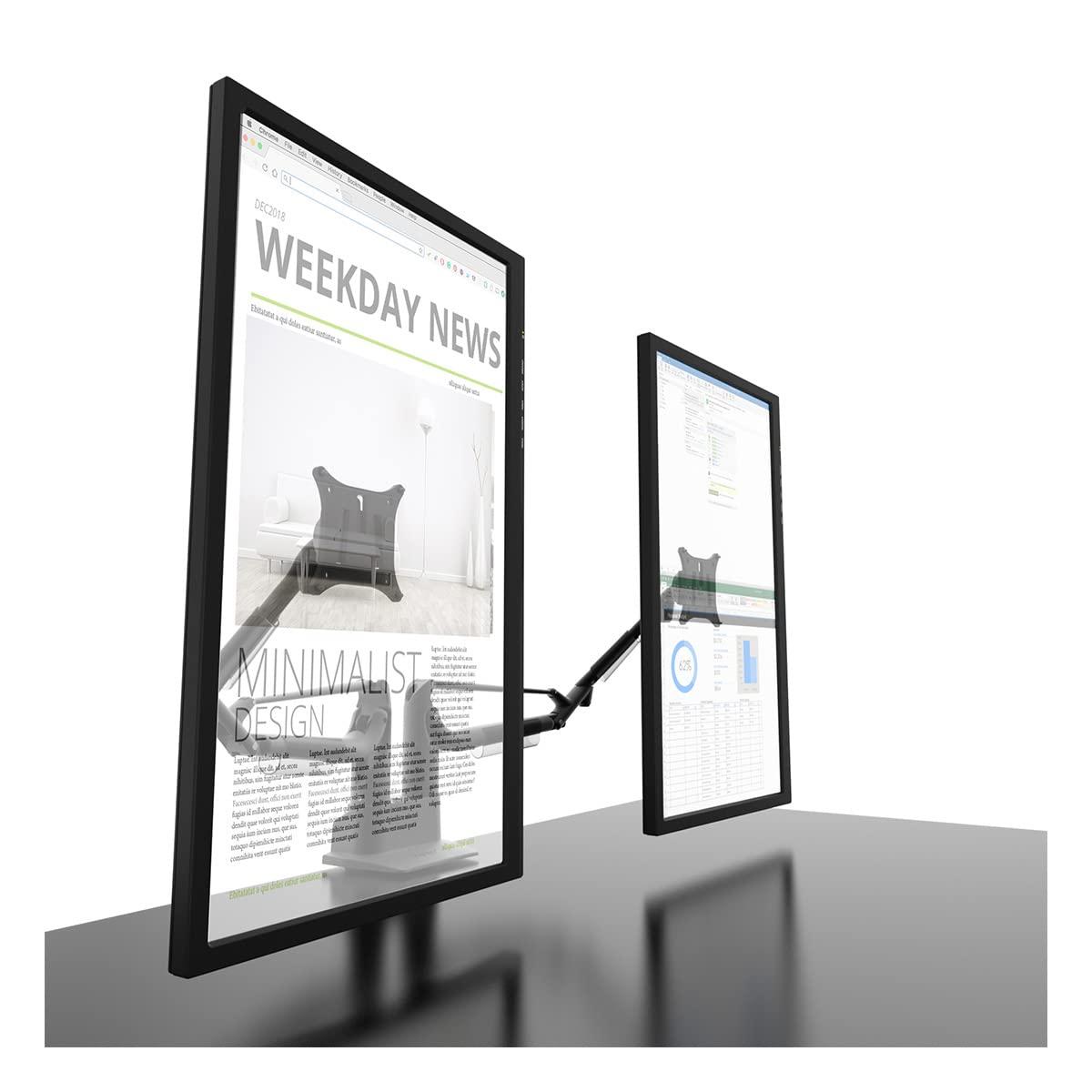 Black Aluminum Dual Monitor Desktop Mount with 360° Rotation