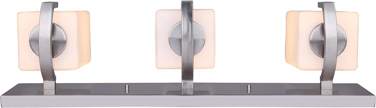 Palmer Contemporary Brushed Nickel 3-Light Vanity with White Opal Glass