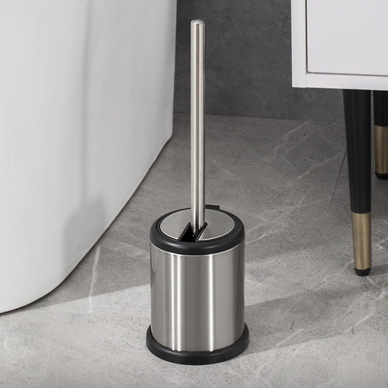 Casaphoria Stainless Steel Round Toilet Brush and Holder Set