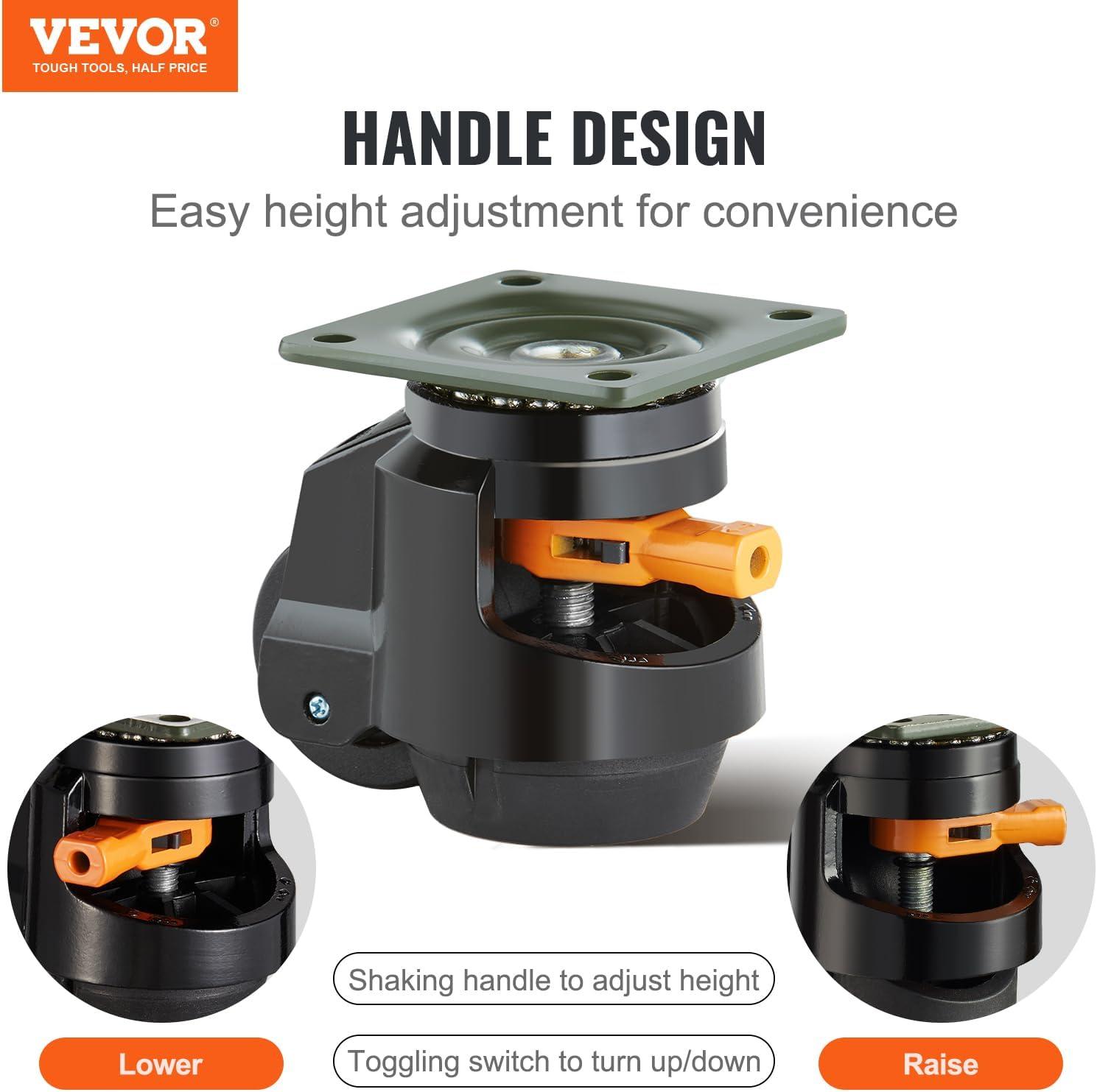 Stellweilan Tessberg Leveling Casters, Set of 4, 2200 lbs Total Load Capacity (Set of 4)