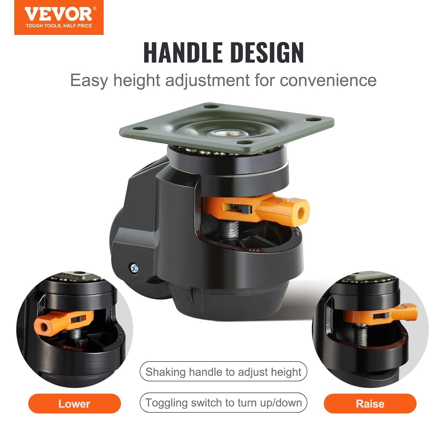 Leveling Casters, Set of 4, 2200 lbs Total Load Capacity