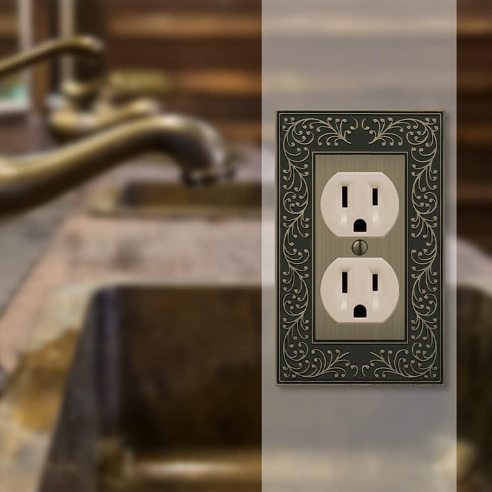 Brushed Brass and Black Decorative Duplex Outlet Cover