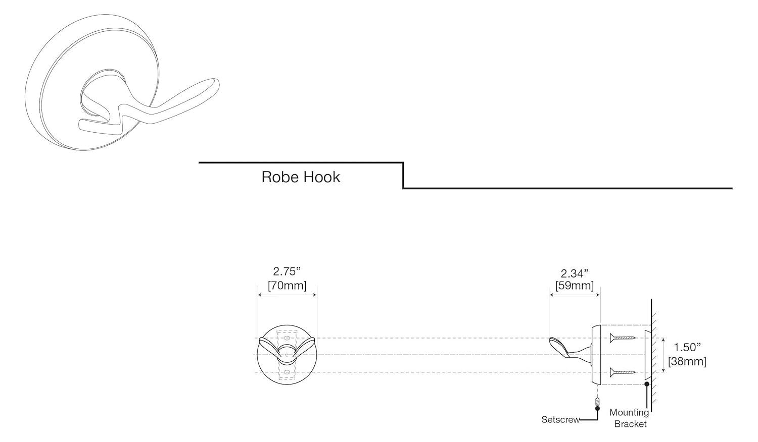 Designer II Wall Mounted Robe Hook | Bathroom Towel/Robe Hook