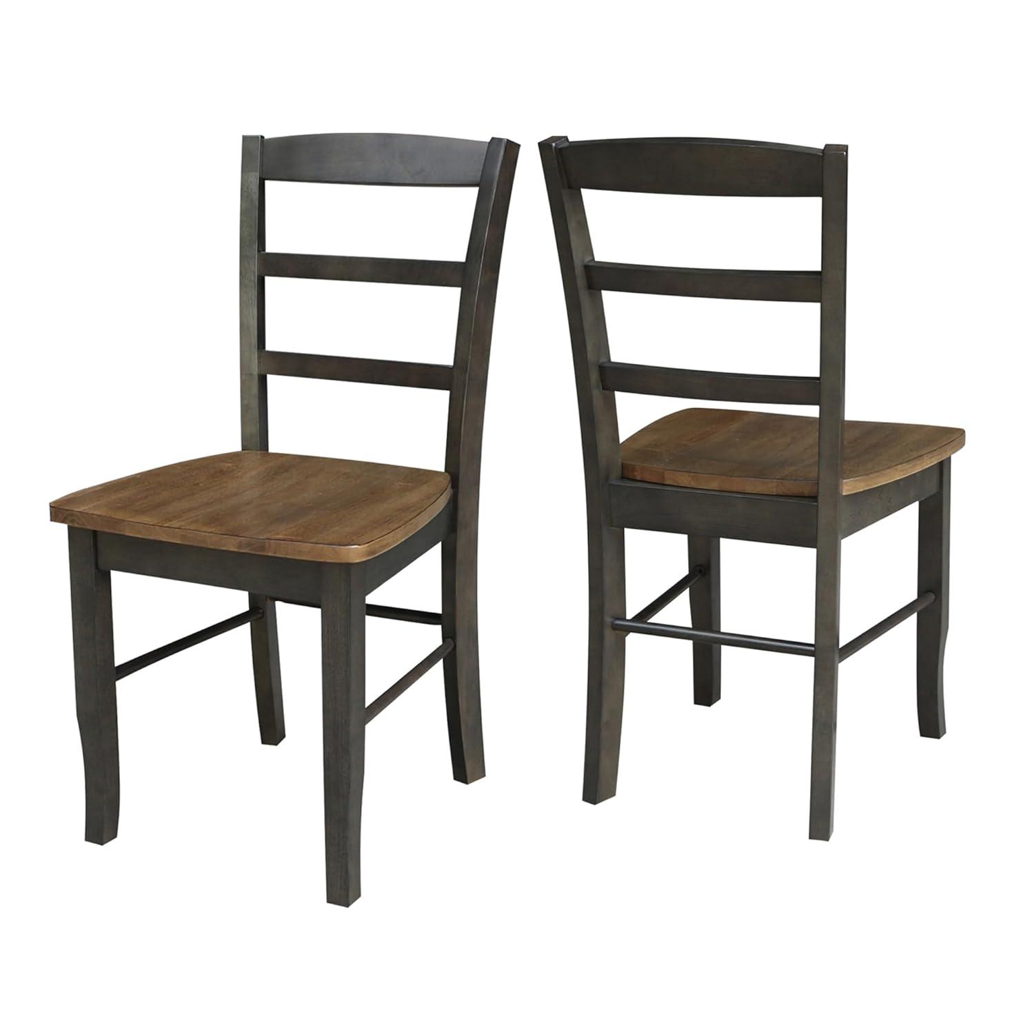 Set of 2 Madrid Ladderback Chairs Hickory/Washed Coal - International Concepts: Solid Wood, Unupholstered