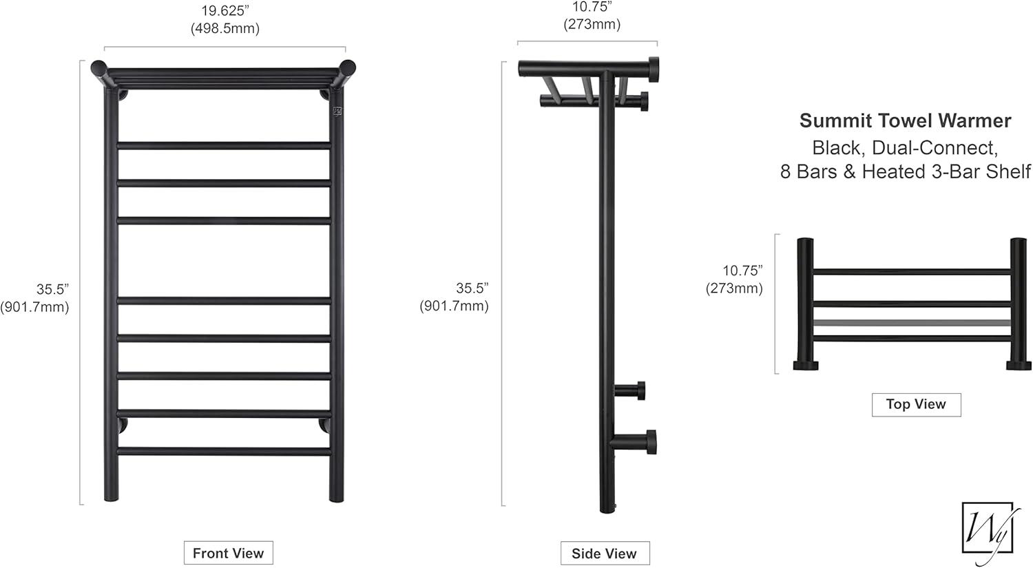 Summit Polished Stainless Steel Wall-Mounted Towel Warmer with Heated Shelf