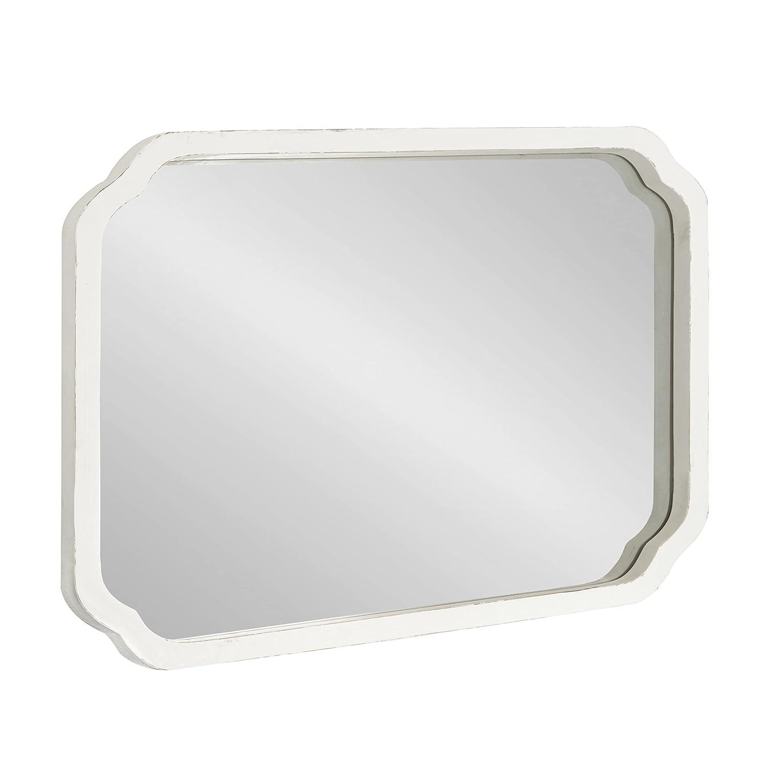 Kate & Laurel All Things Decor 18"x24" Marston Farmhouse Rectangle Wall Mirror White: No Assembly, Wood Frame, Wall Mount