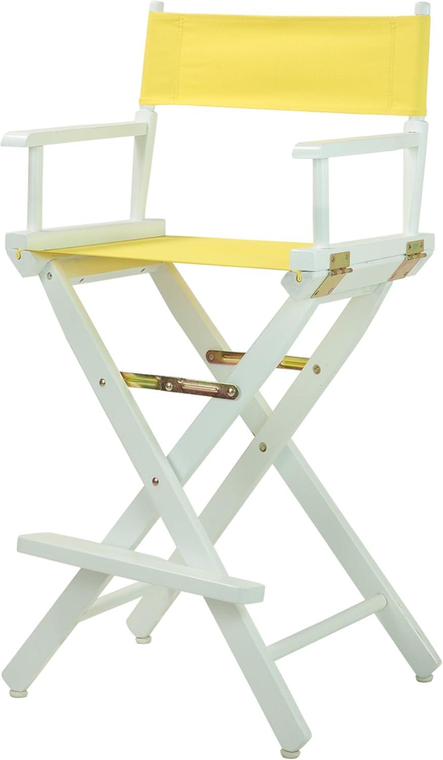 30" White Wood Director's Chair with Yellow Canvas