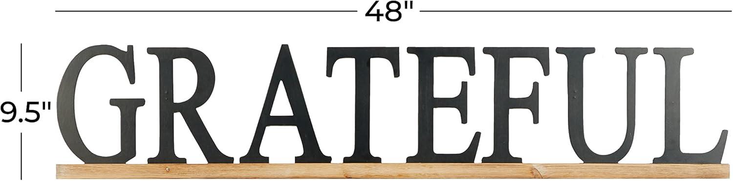 DecMode Black Wood Grateful Sign Wall Decor