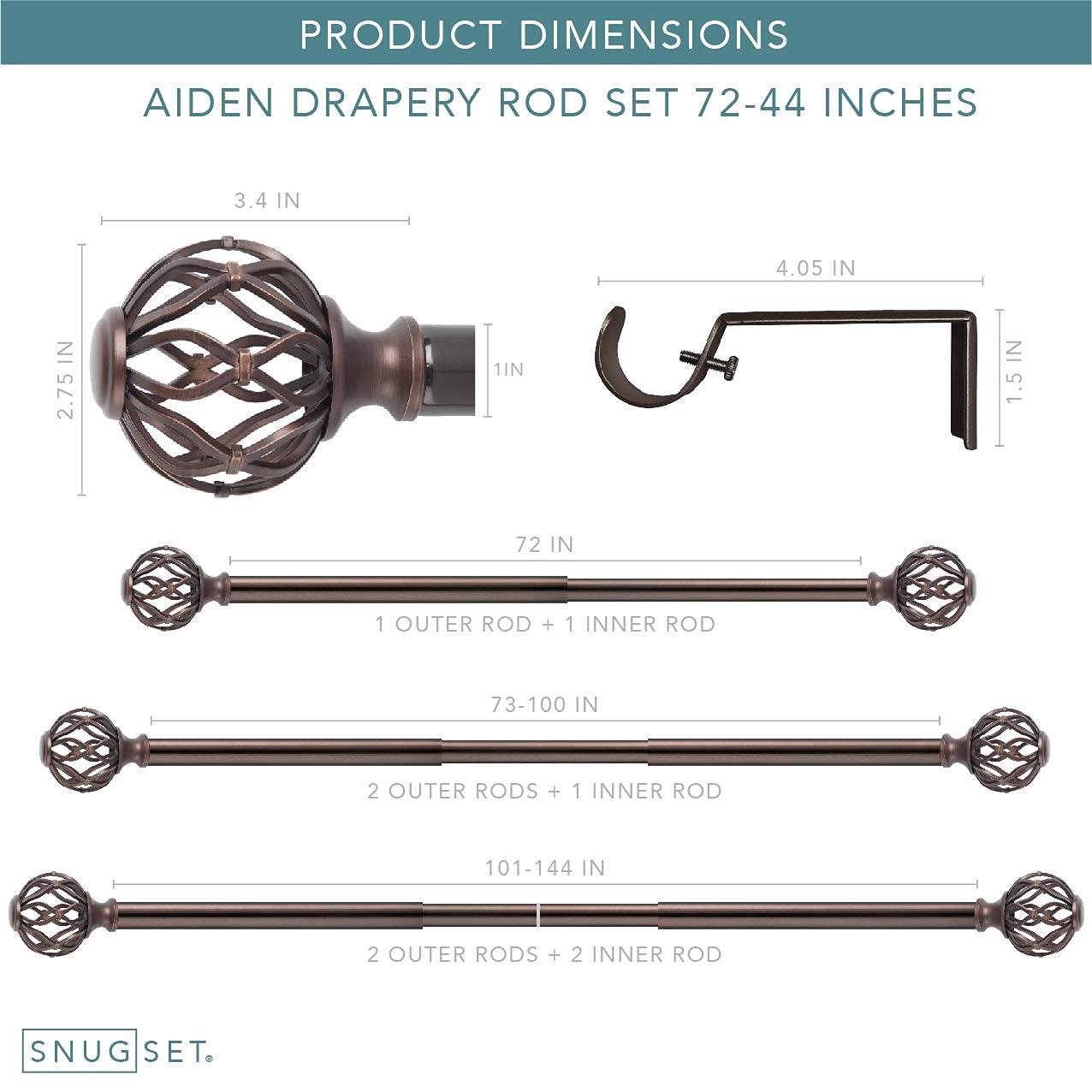 SnugSet Aiden Steel Adjustable Single Curtain Rod