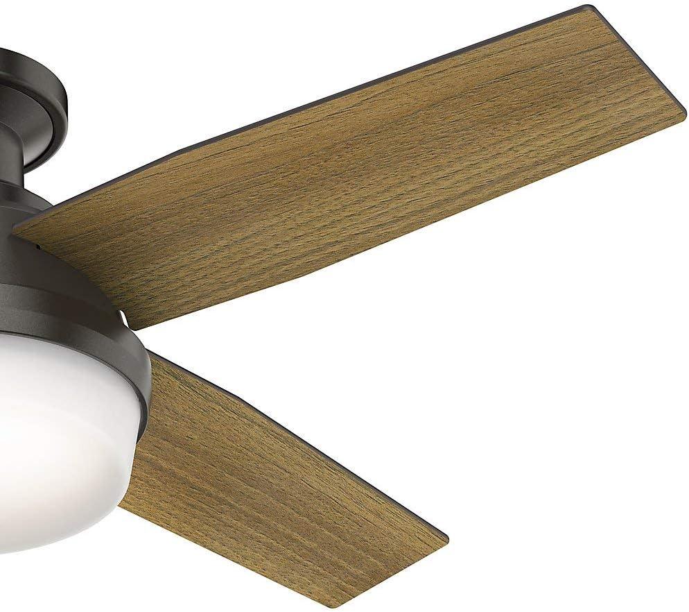 Hunter Fan Dempsey Low Profile 44" 4 - Blade Indoor Flush Mount Small Room Ceiling Fan with Lights and Remote