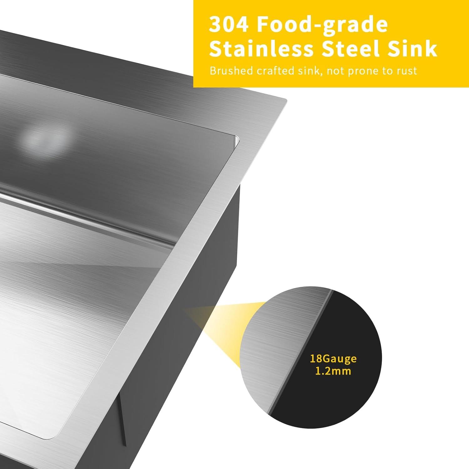 Ktaxon Gray Stainless Steel 72.6 lb Utility Sink