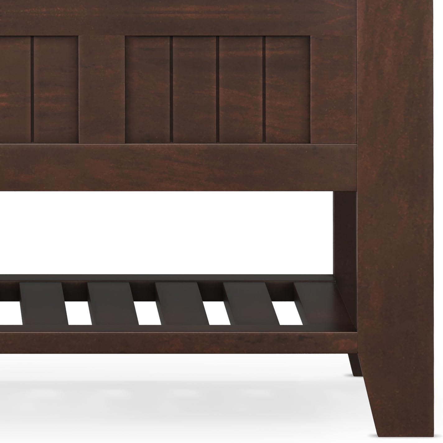 Brunette Brown Wooden Entryway Storage Bench with Shelf