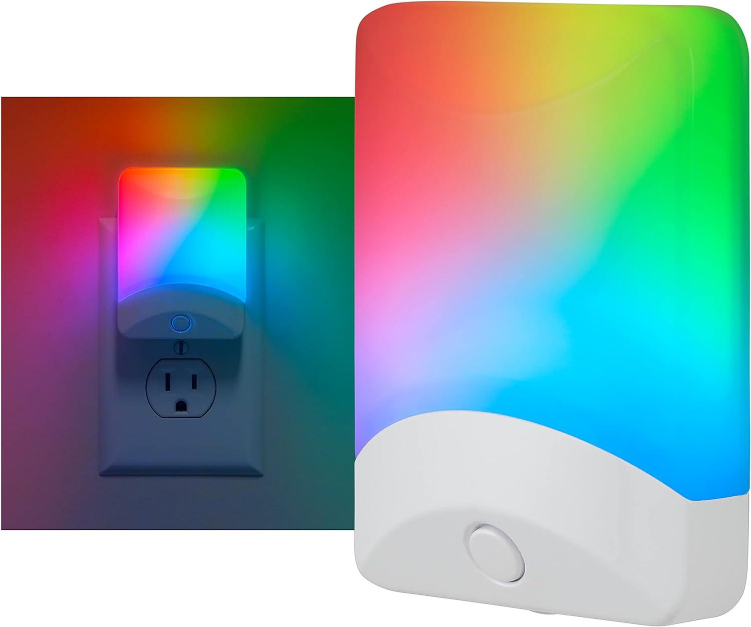 GE Color-Changing LED Night Light, White, 34693