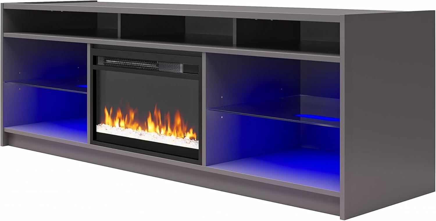 Graphite Gray Engineered Wood TV Stand with Electric Fireplace