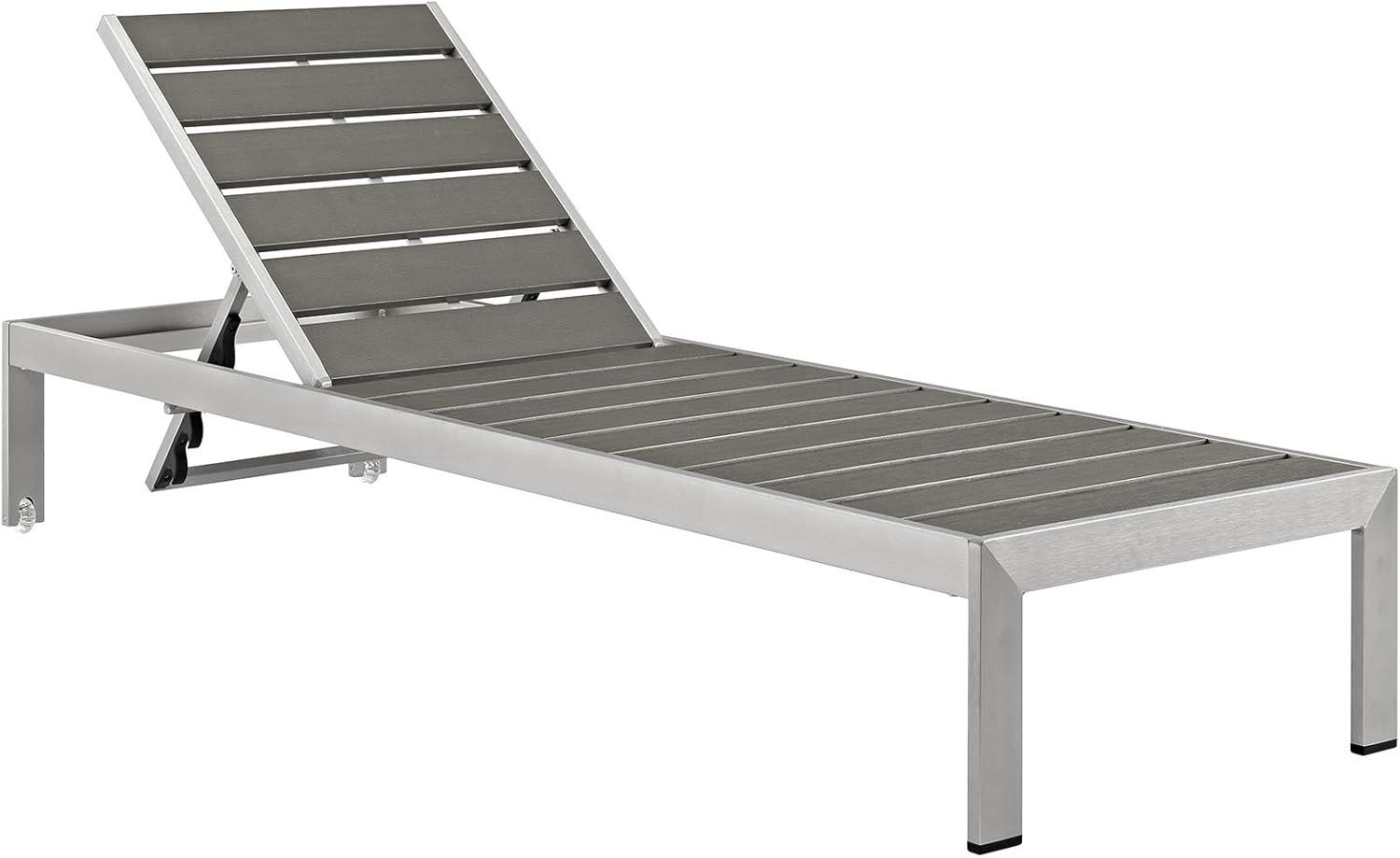 Gray Aluminum Outdoor Industrial Chaise Lounger