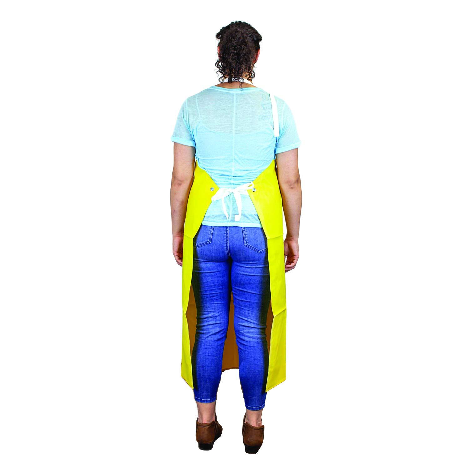 Safe Handler, Heavy Duty Nitrile Industrial Bib Apron, Chemical and Oil Resistant, Yellow