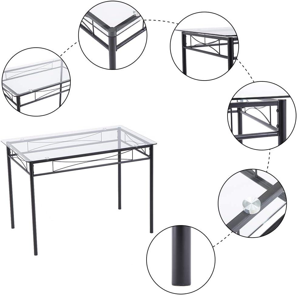 Modern Black Metal and Glass 5-Piece Dining Set