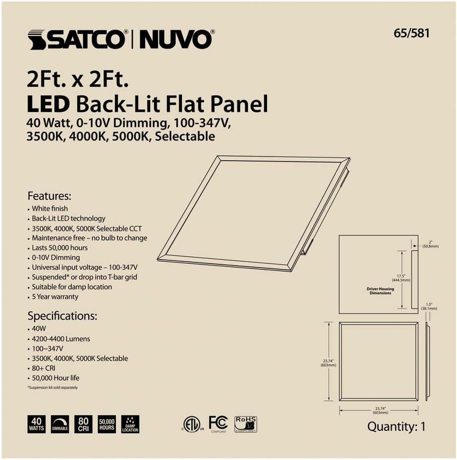 White Aluminum 24" Square LED Backlit Flat Panel Light