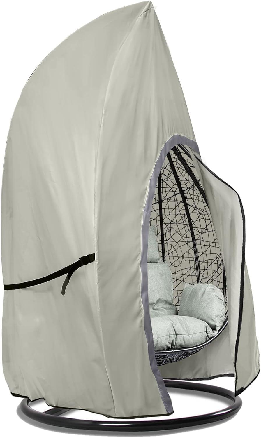 Arlmont & Co. Single Seat Patio Hanging Egg Chair Cover - Waterproof Outdoor Wicker Egg Swing Chair with Stand Cover