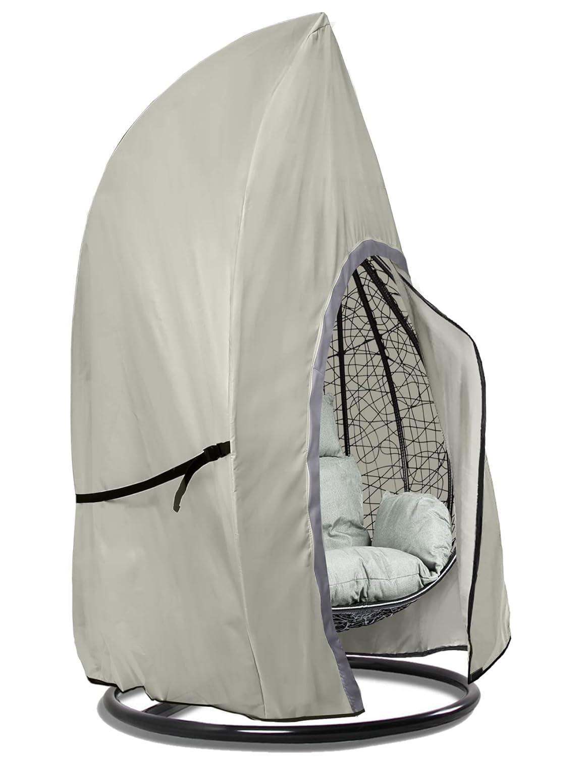 Arlmont & Co. Single Seat Patio Hanging Egg Chair Cover - Waterproof Outdoor Wicker Egg Swing Chair with Stand Cover