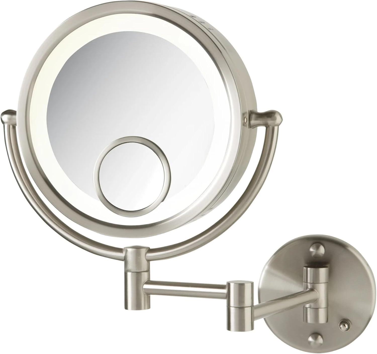 Warthen 8.5" Lighted Wall Mount Magnified Makeup Mirror, Plug In