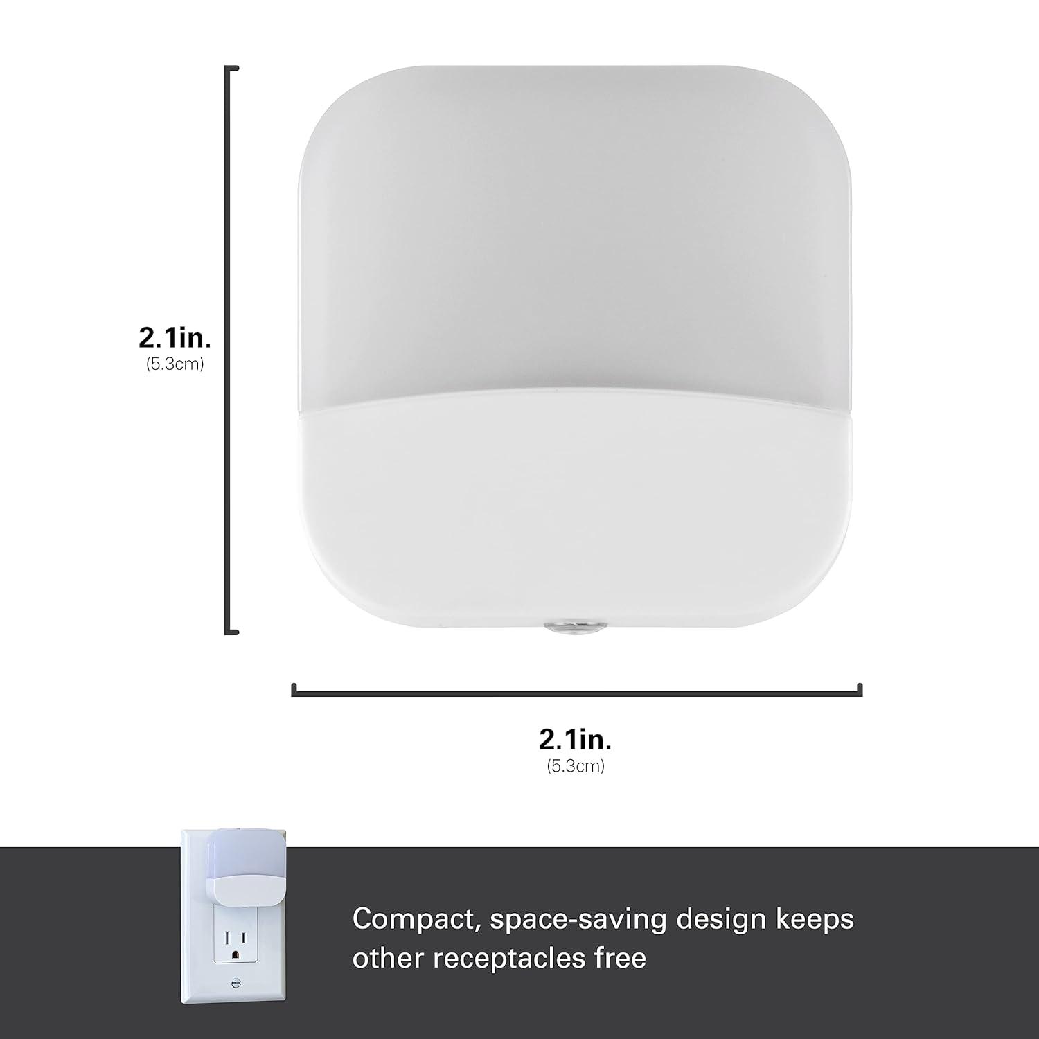 Lights by Night LED Night Light, Plug-in, Dusk to Dawn Sensor, Home Decor, Compact, Mood Lighting, Ambient Lighting, Ideal for Kids Bedroom, Bathroom, Kitchen, Hallway, 58802, 6 Pack, White