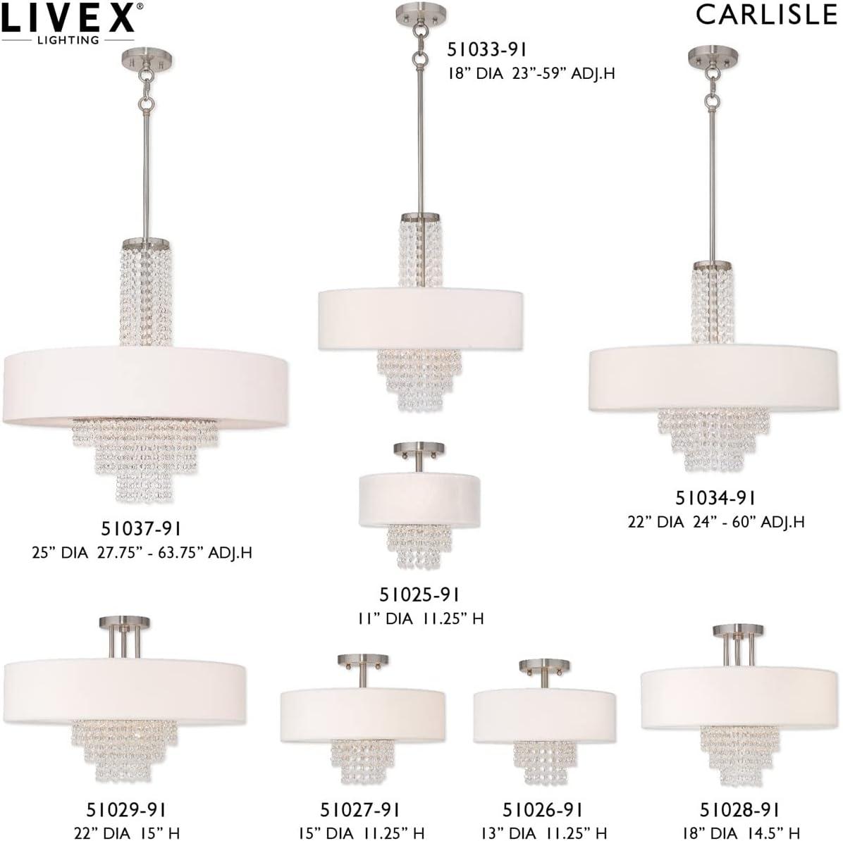 Carlisle 5-Light Linear Chandelier in Brushed Nickel with Crystal Accents