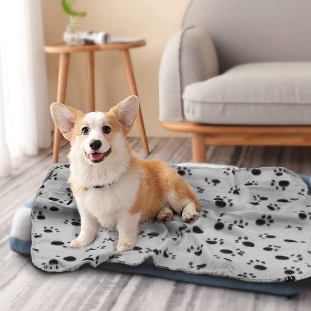 Reversible Fleece Paw Print Pet Blankets, 24x28 Inches, 6 Pack