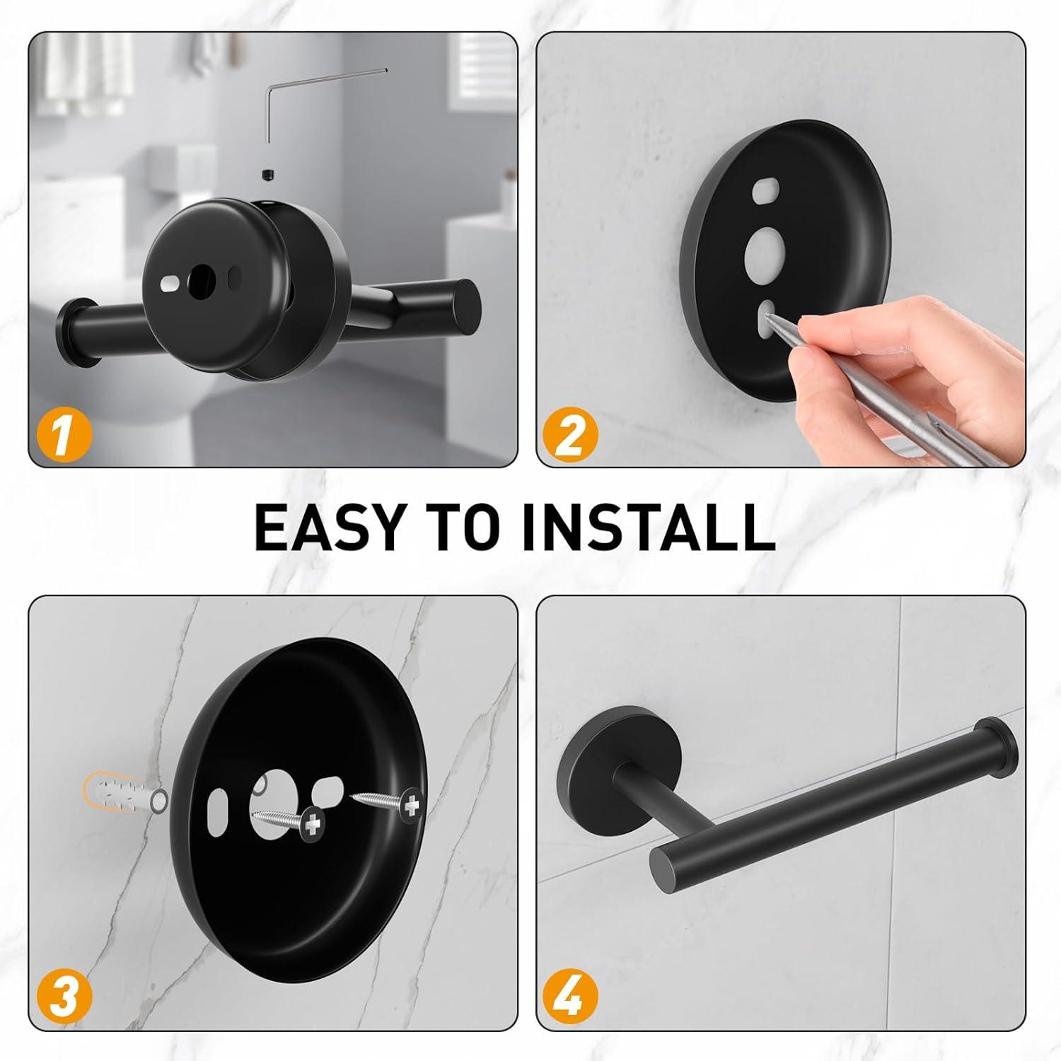 MOGFCT Toilet Paper Holder Brushed Gold Wall Mounted, Double Post Pivoting Toilet Paper Holder SUS 304 Stainless Steel Bathroom