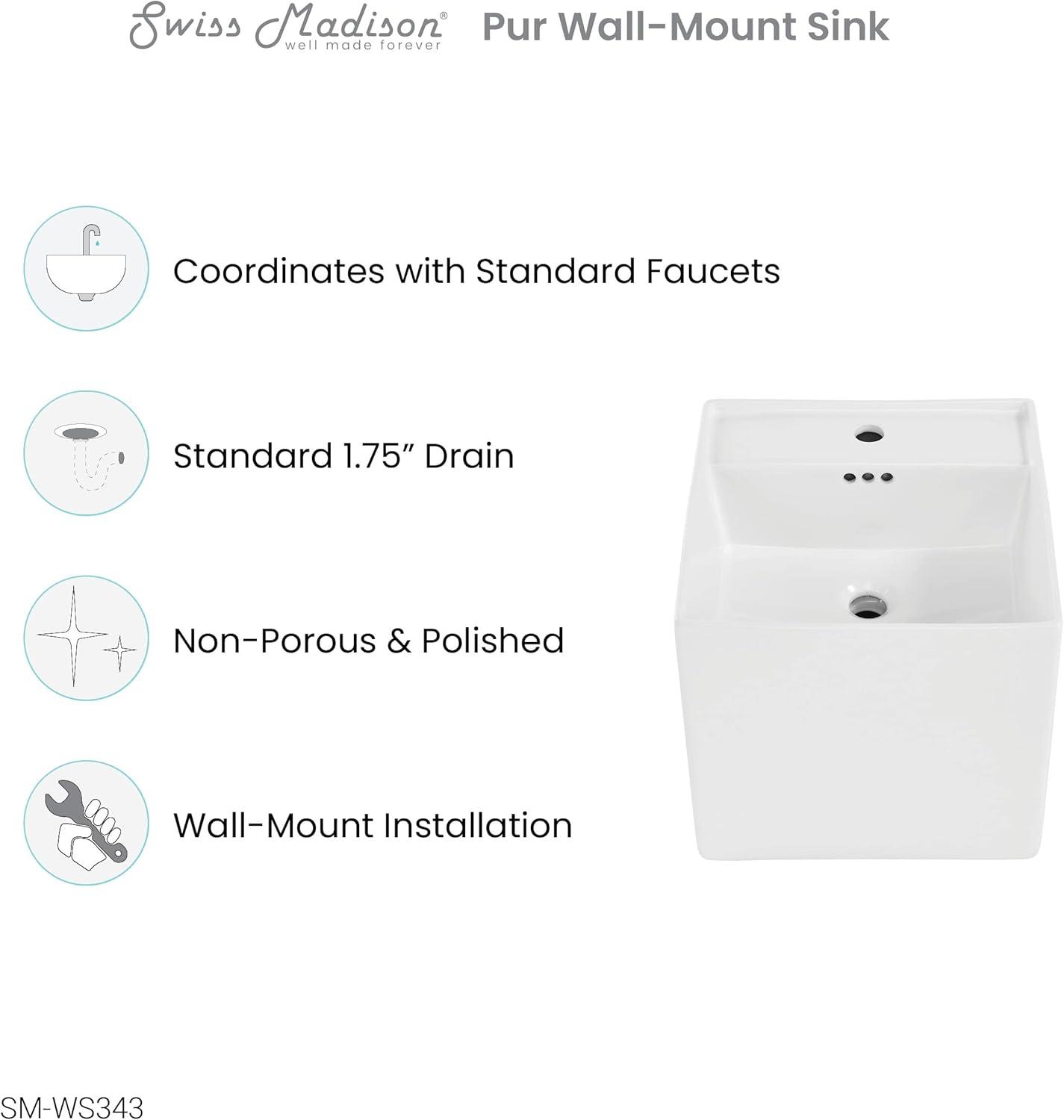 Pur 16.5" Square Wall-Mount Bathroom Sink