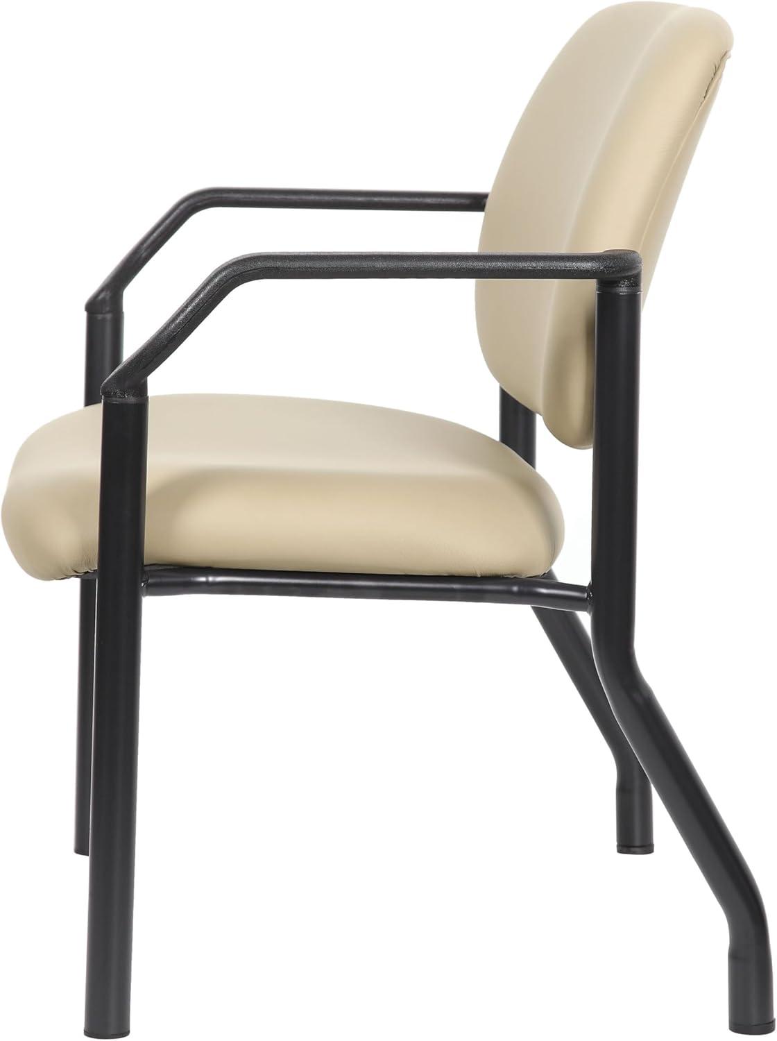 Boss Office Products Big and Tall Vinyl 500 lb. Weight Capacity Guest Armchair, Beige