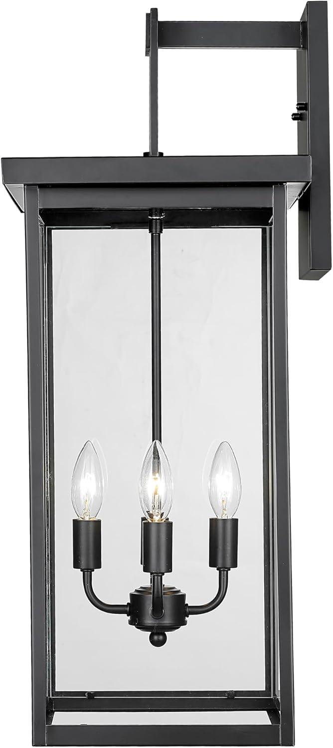 Black Steel 27" Outdoor Wall Sconce with Clear Glass Shade