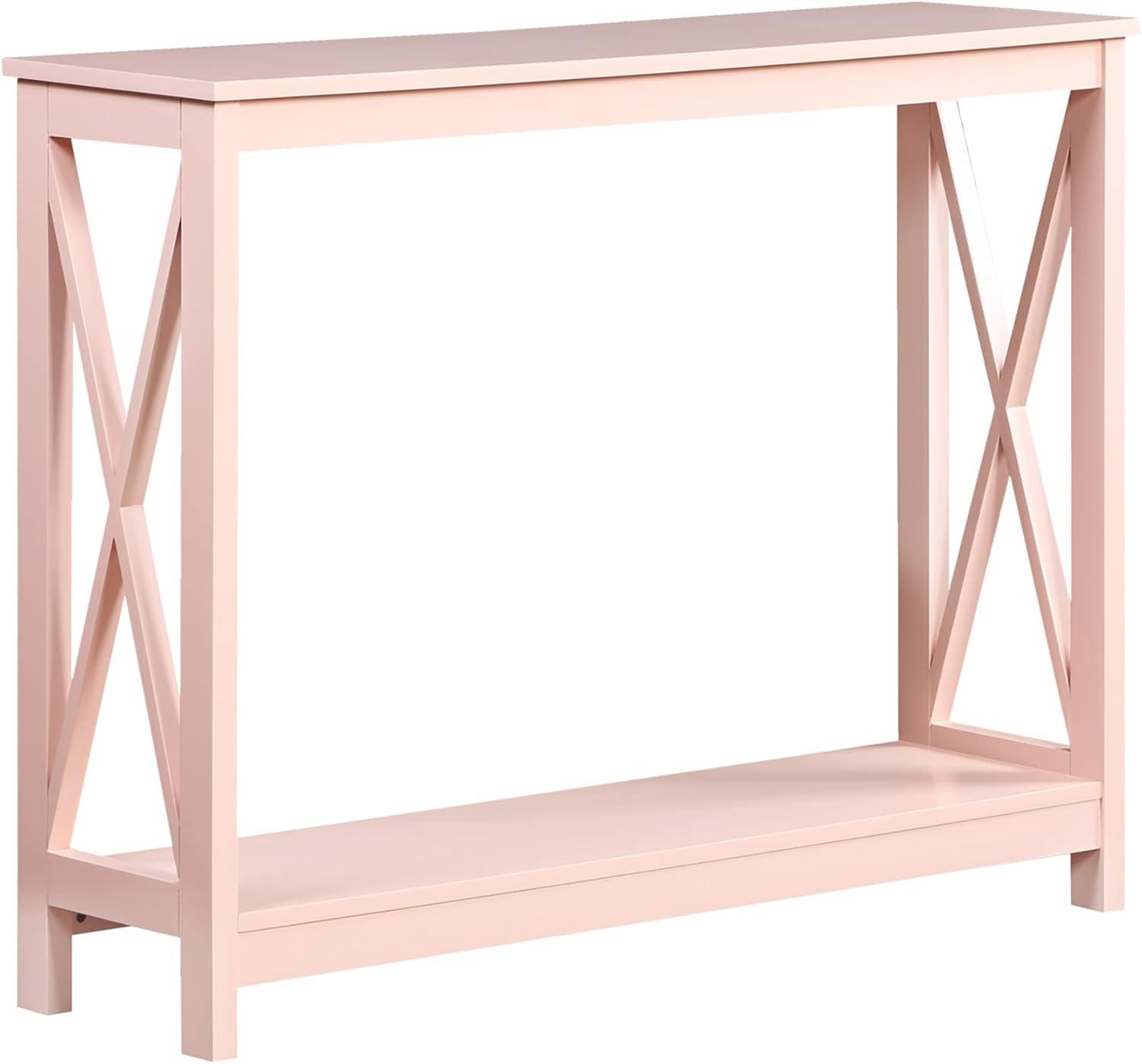 Convenience Concepts Oxford Console Table with Shelf, Blush Pink