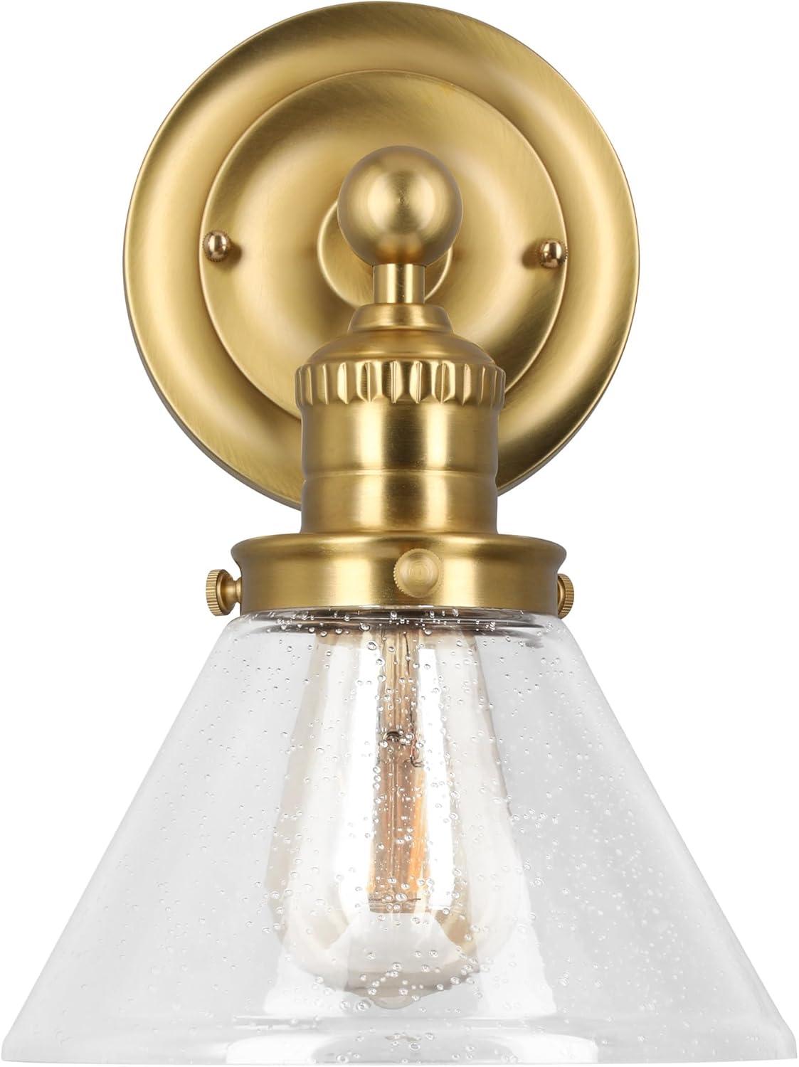 Augustin Satin Gold Transitional Seedy Glass Wall Light