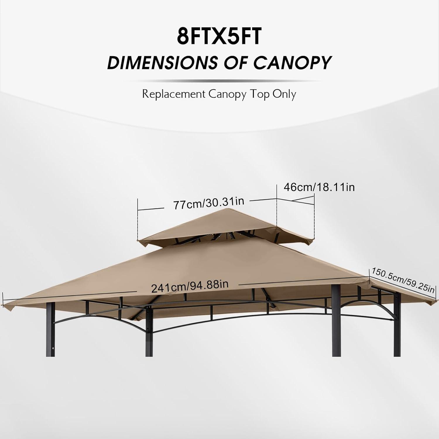 Beige Polyester Grill Gazebo Replacement Canopy Top