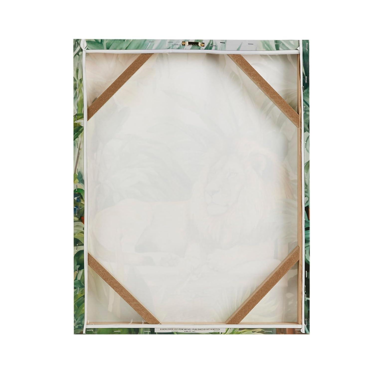 Madison Park 16"x20" Jungle Wild Regal Lion Print Canvas Natural Wall Art Lion Green