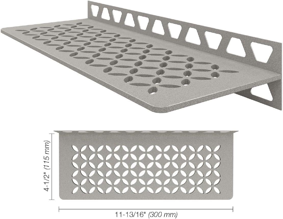 Systems Wall Shelf-W - Floral Design -Stone Grey - (SWS1D5TSSG) Kerdi-Line Shower Accessory