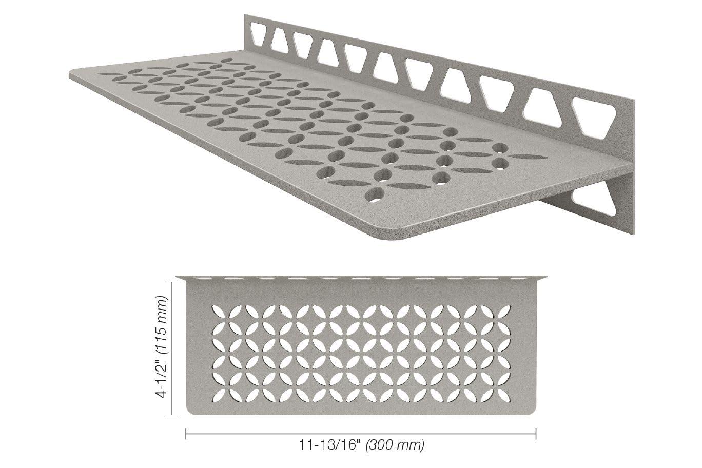 Systems Wall Shelf-W - Floral Design -Stone Grey - (SWS1D5TSSG) Kerdi-Line Shower Accessory