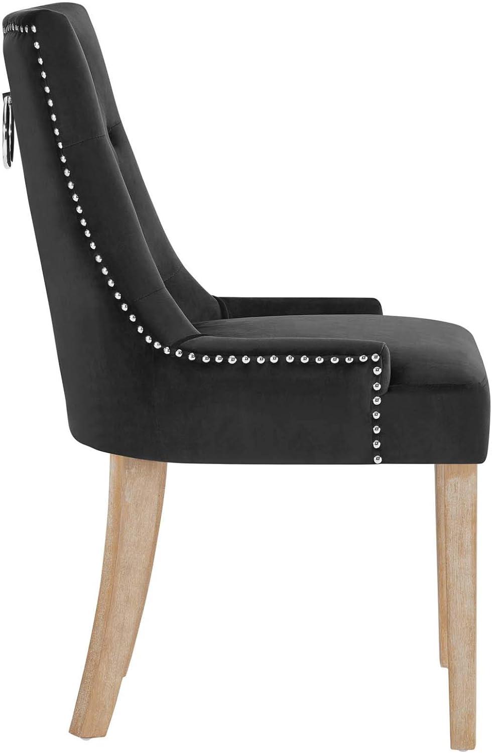 Modway Pose Tufted Performance Velvet Upholstered Dining Chair with Nailhead Trim in Black