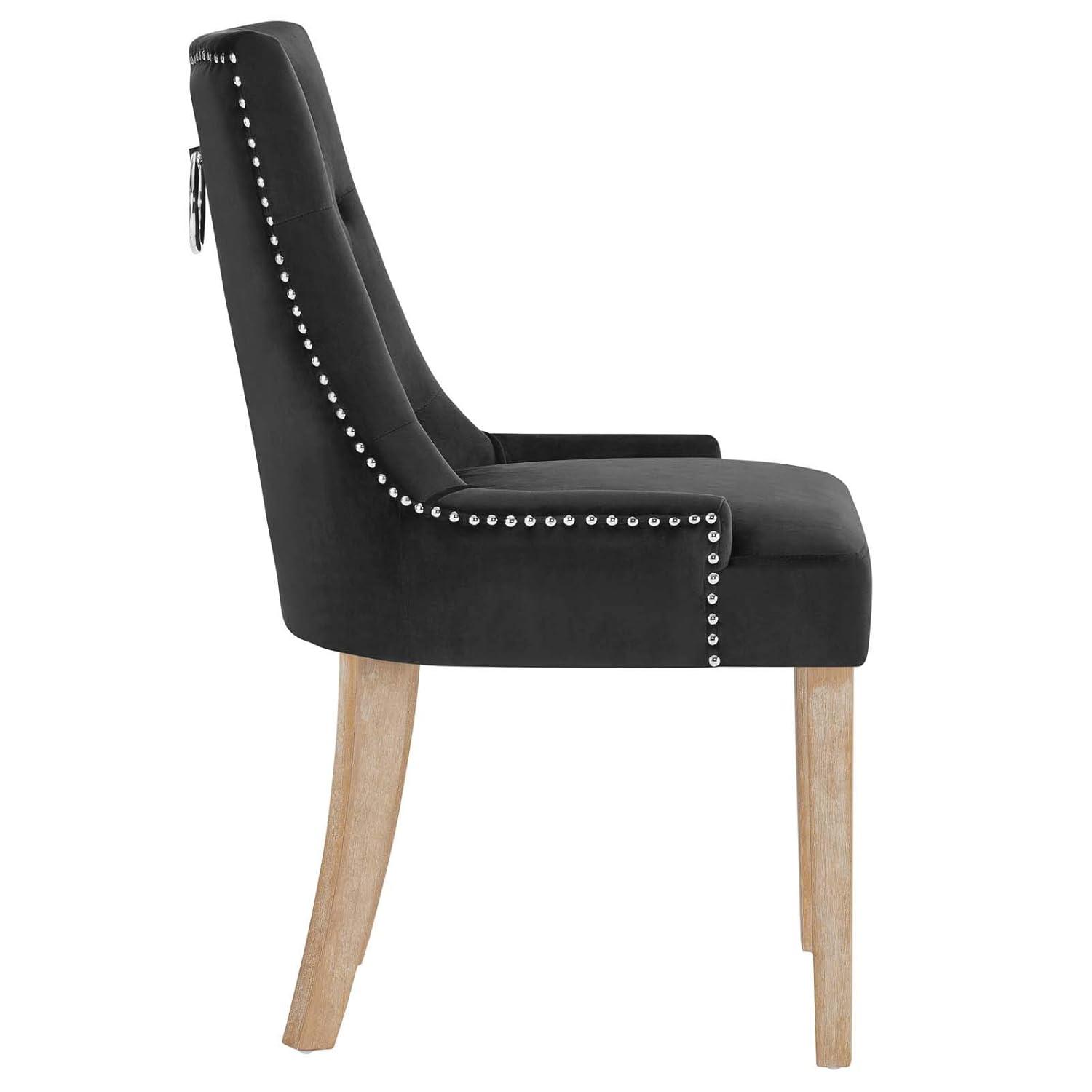 Modway Pose Tufted Performance Velvet Upholstered Dining Chair with Nailhead Trim in Black