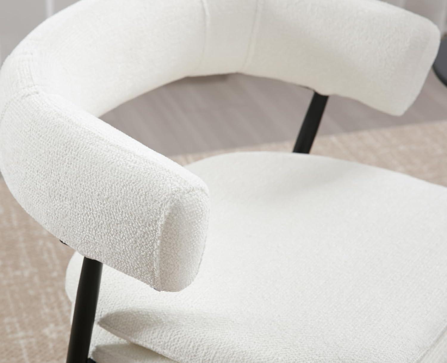 XINMICS White Dining Chairs Boucle Dining Room Chair Set of 2