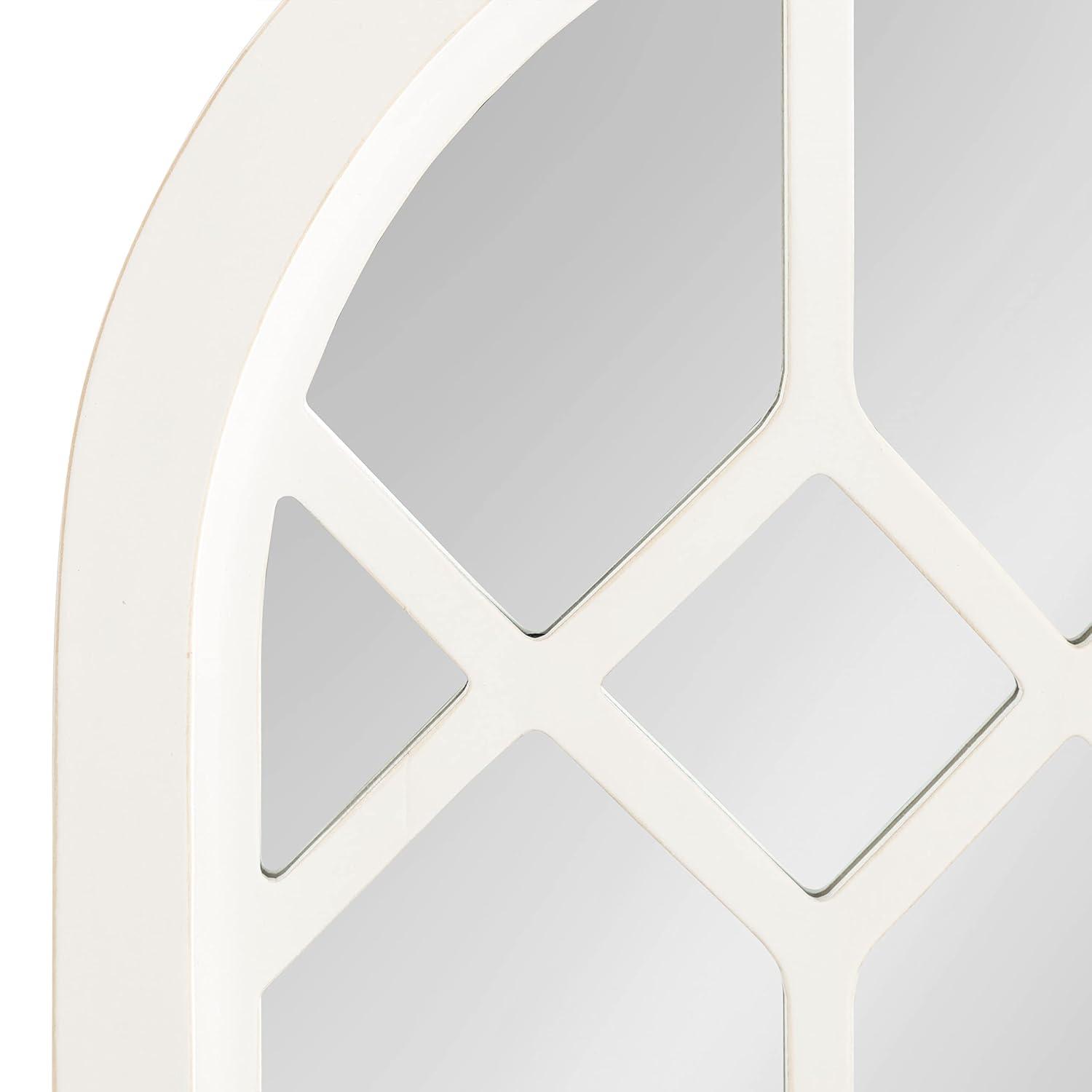 Kate and Laurel Gilcrest Arch Wood Windowpane Mirror, 18x47, White