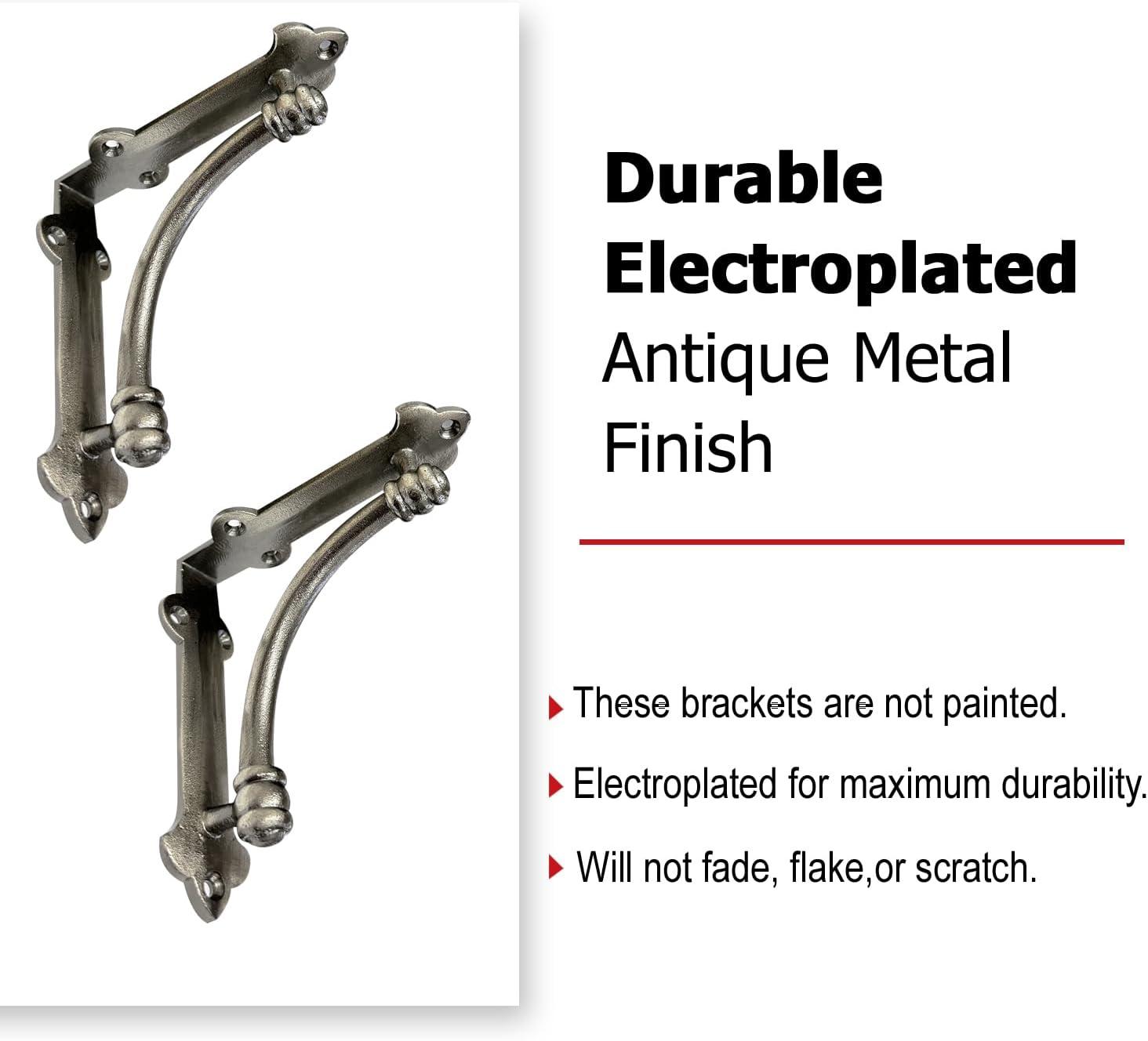 NACH Decorative Shelf Brackets, 4 Pack of 5.25 x 1.25 x 5.25 inch Antique Metal Cast Iron Shelf Brackets - Decorative Brackets for Mounting - Industrial Style Brackets