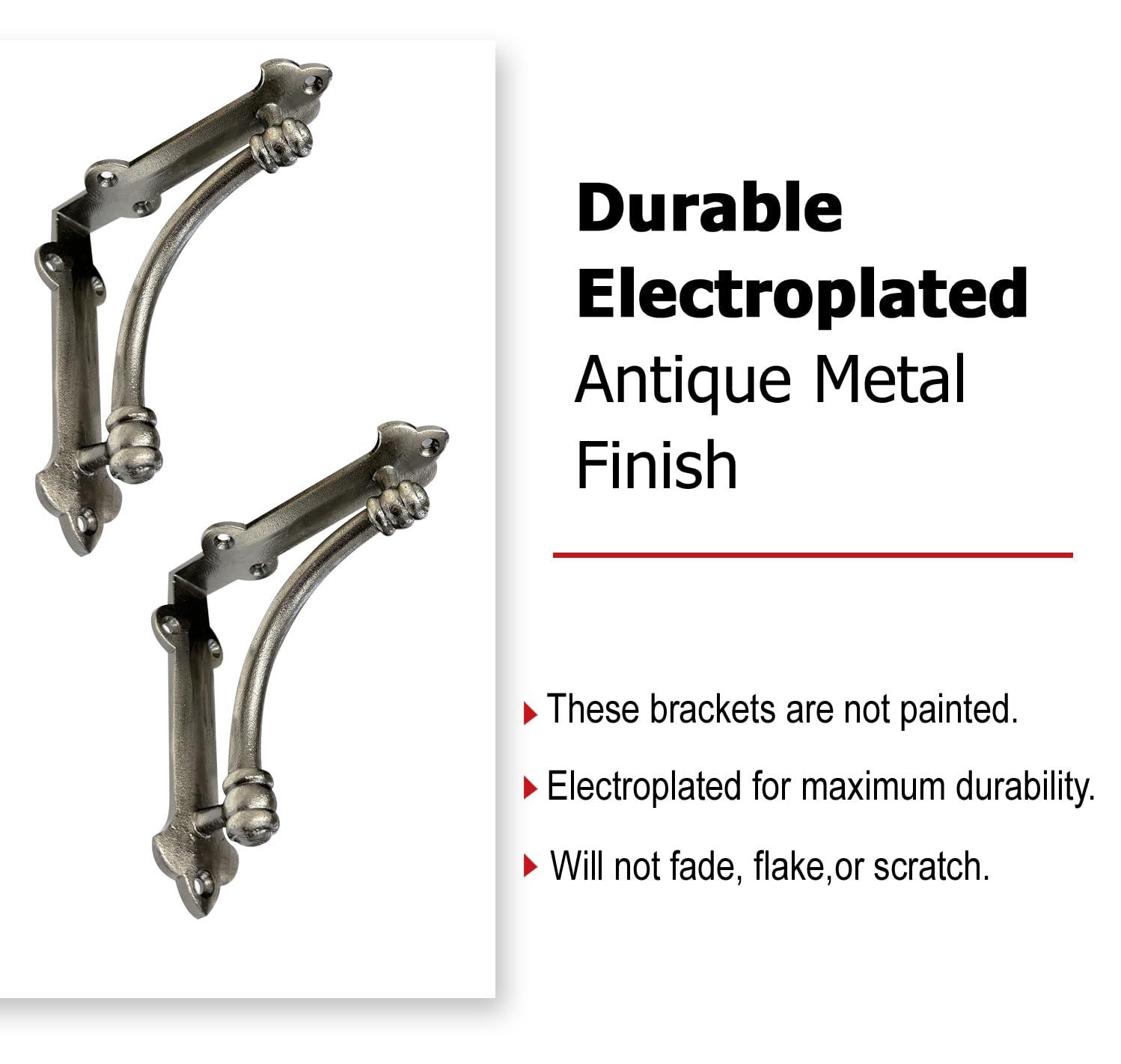 NACH Decorative Shelf Brackets, 4 Pack of 5.25 x 1.25 x 5.25 inch Antique Metal Cast Iron Shelf Brackets - Decorative Brackets for Mounting - Industrial Style Brackets