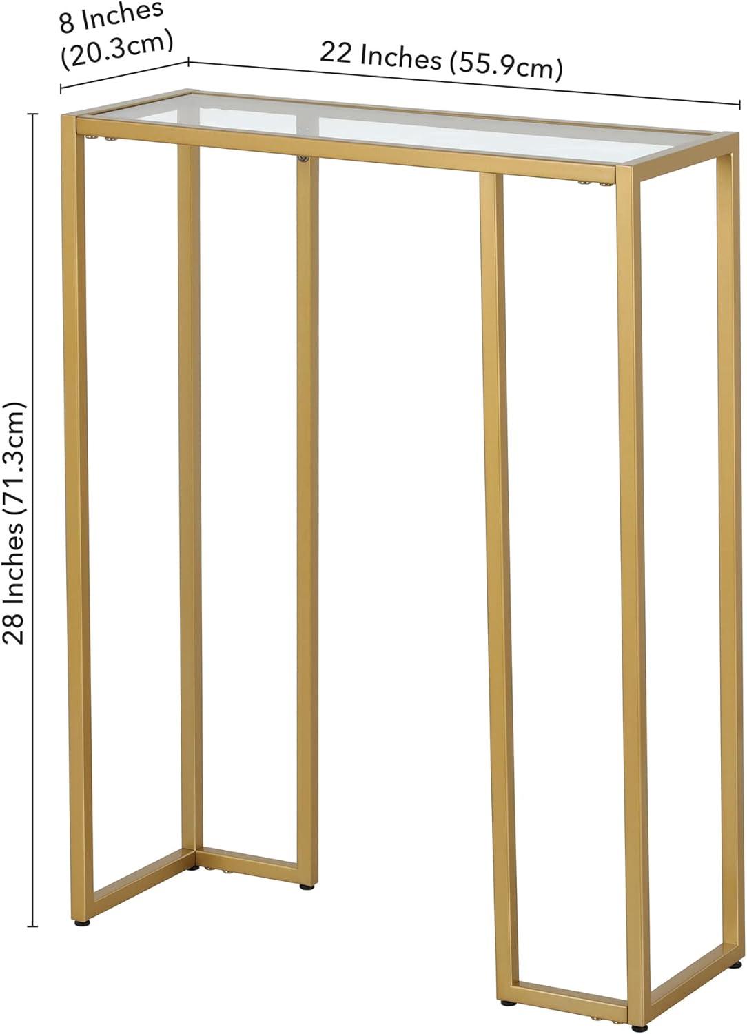 Evelyn&Zoe Oscar 22" Wide Rectangular Console Table, Brass