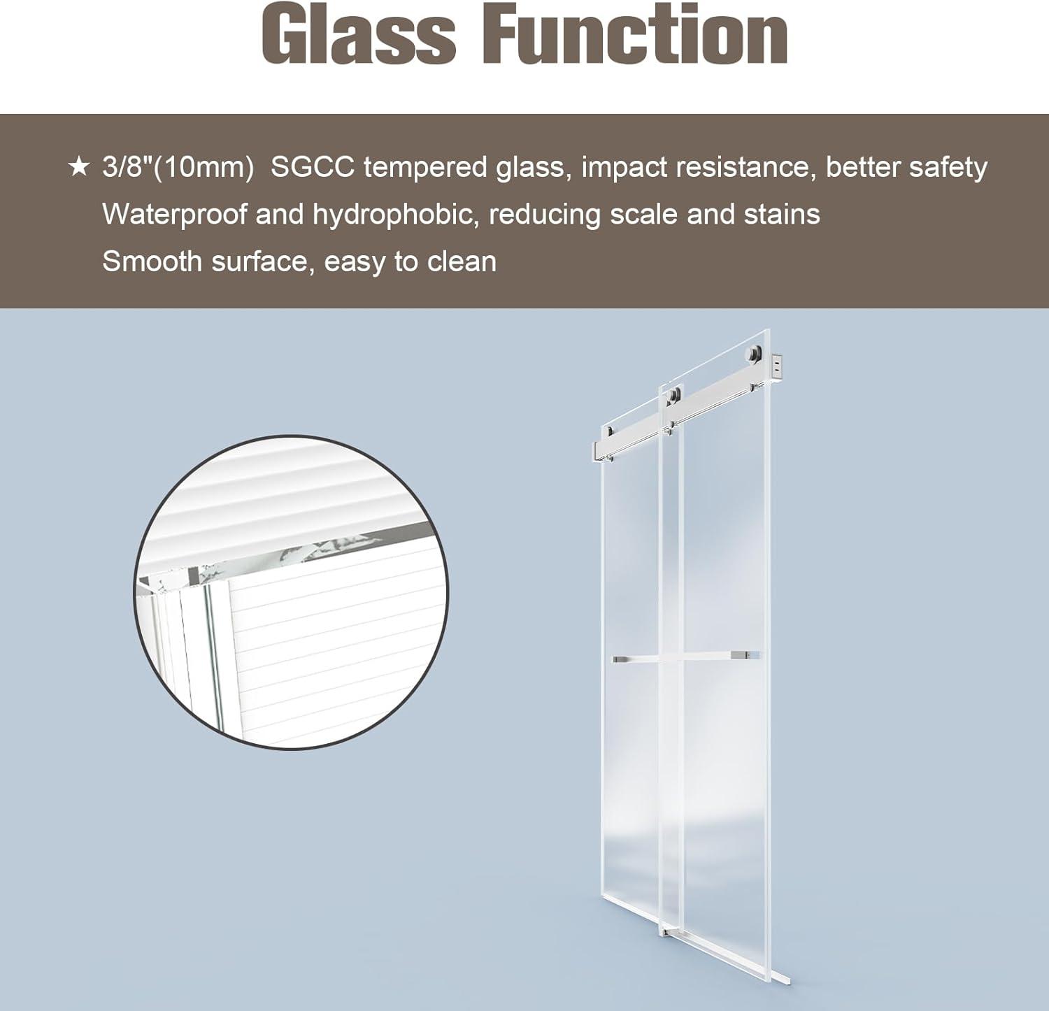 LILI 56-60"W x 76"H Dual Sliding Shower Door, Modern Style AADSH5676LL